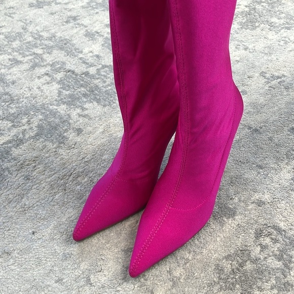 New Stuart Weitzman Ultrastuart Legging 100 Boot Fuchsia Pink OTK Sexy Sz 7.5 - Picture 6 of 15